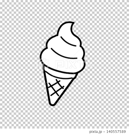 ソフトクリームのシンプルなモノクロイラスト フラットイラスト　かわいい 140557589