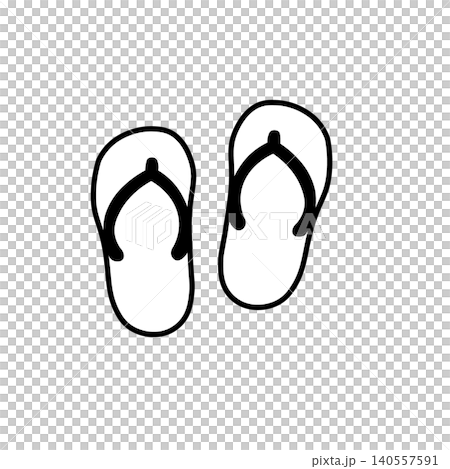 Simple monochrome illustration of flip-flops; flat illustration; summer theme. Simple monochrome illustration of flip-flops; flat illustration; summer theme. 140557591