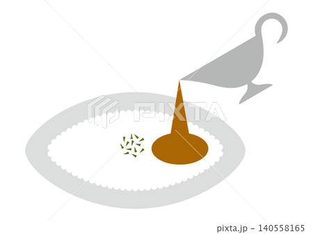 ご飯にカレーをかけるイラスト ご飯にカレーをかけるイラスト 140558165