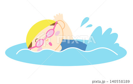 クロールで泳ぐ女の子のイラスト 主線なし クロールで泳ぐ女の子のイラスト 主線なし 140558189