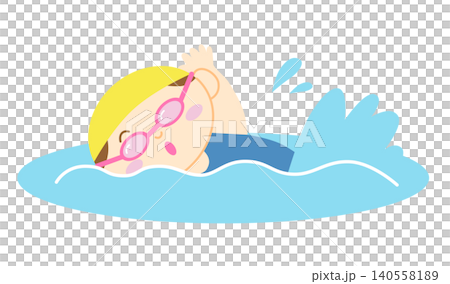 クロールで泳ぐ女の子のイラスト 主線なし クロールで泳ぐ女の子のイラスト 主線なし 140558189