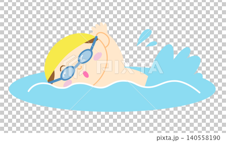 クロールで泳ぐ男の子のイラスト 主線なし クロールで泳ぐ男の子のイラスト 主線なし 140558190