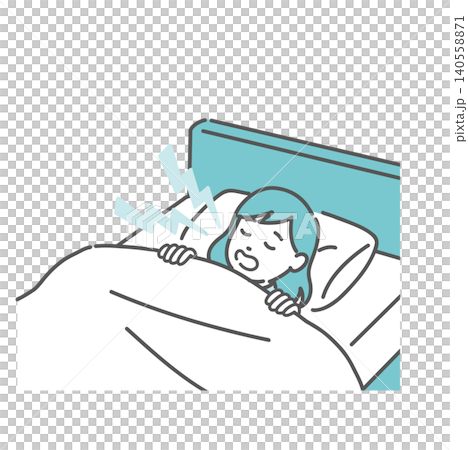 An illustration of a girl sleeping and snoring. An illustration of a girl sleeping and snoring. 140558871