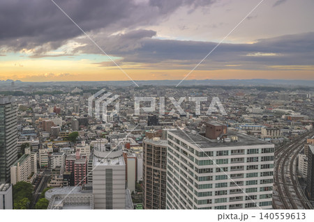 April 29 2026 Sendai skyline with railway under dramatic sunset April 29 2026 Sendai skyline with railway under dramatic sunset 140559613