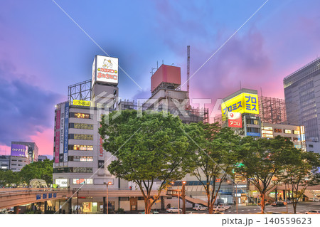 April 29 2026 Sendai downtown street with glass buildings at dusk April 29 2026 Sendai downtown street with glass buildings at dusk 140559623