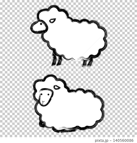 毛筆ストロークの羊のイラスト 140560086
