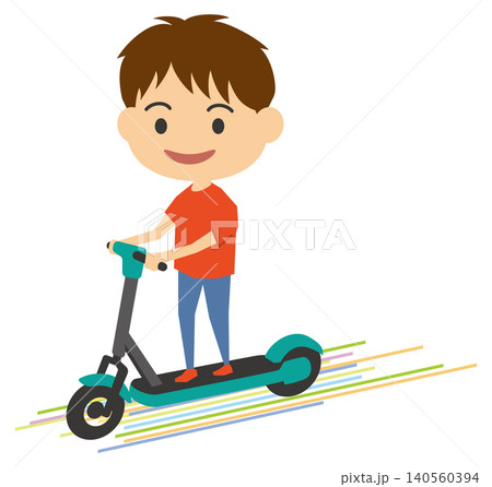 電動キックボードに乗る男性のイメージイラスト 電動キックボードに乗る男性のイメージイラスト 140560394