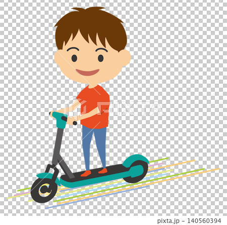 電動キックボードに乗る男性のイメージイラスト 電動キックボードに乗る男性のイメージイラスト 140560394