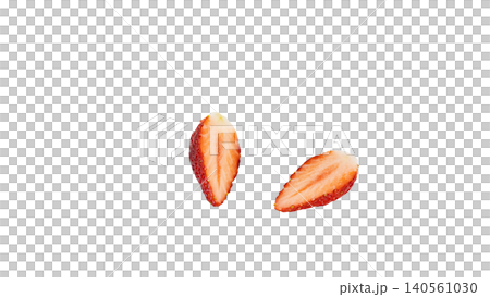 Strawberry cross-section, close-up, flesh, macro, transparent background, fruit material 140561030