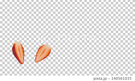 Strawberry cross-section, close-up, flesh, macro, transparent background, fruit material 140561035
