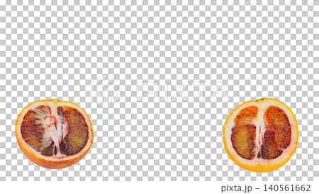 Blood orange, taro, moro: comparison, cross-section, macro, transparent background. Blood orange, taro, moro: comparison, cross-section, macro, transparent background. 140561662