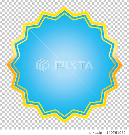 Gold-rimmed light blue medal (speech bubble 1) 140561682