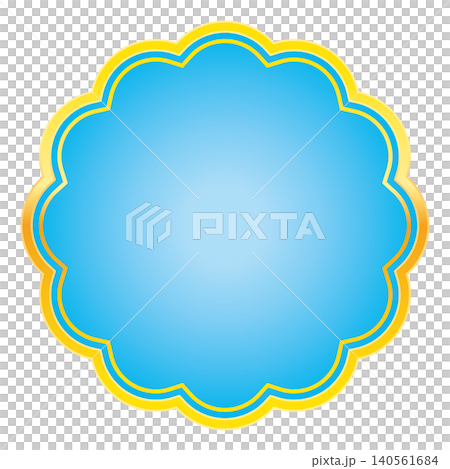 Gold-rimmed light blue medal (Flower 2) 140561684