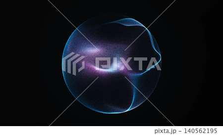 Soft blue and purple plasma sphere glows against a black background, delivering a premium futuristic look for AI, science, digital communication, branding, and innovation content. 140562195