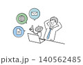 AIアシスタントによる業務効率化を表すビジネスイラスト 140562485