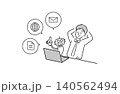 AIアシスタントによる業務効率化を表すビジネスイラスト 140562494