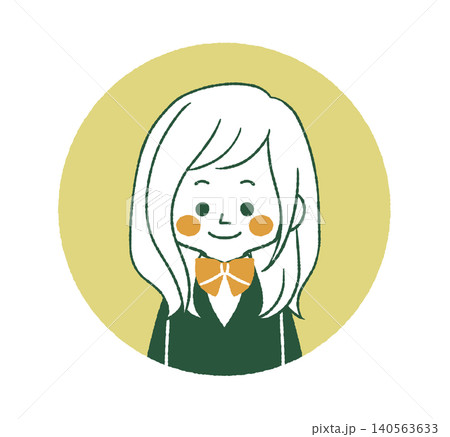 笑顔の女子学生のアイコン-4色 140563633
