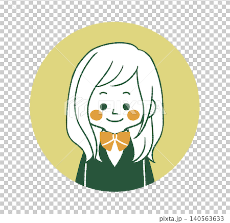 笑顔の女子学生のアイコン-4色 140563633