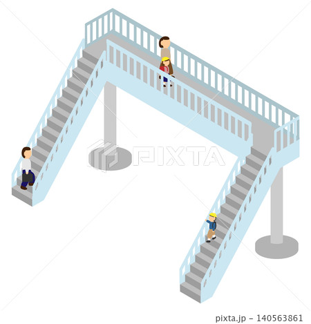 アイソメトリックな人が渡っている横断歩道橋のイラスト素材 アイソメトリックな人が渡っている横断歩道橋のイラスト素材 140563861