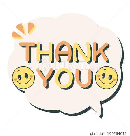 Thankyouの文字とスマイルマークと吹き出し かわいい感謝のメッセージのイラスト Thankyouの文字とスマイルマークと吹き出し かわいい感謝のメッセージのイラスト 140564011