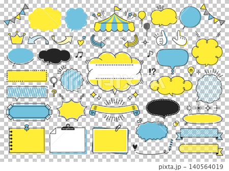 Pop and cute handwritten-style speech bubble and frame set Pop and cute handwritten-style speech bubble and frame set 140564019