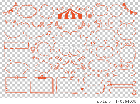 Pop and cute line art speech bubble and frame set Pop and cute line art speech bubble and frame set 140564039