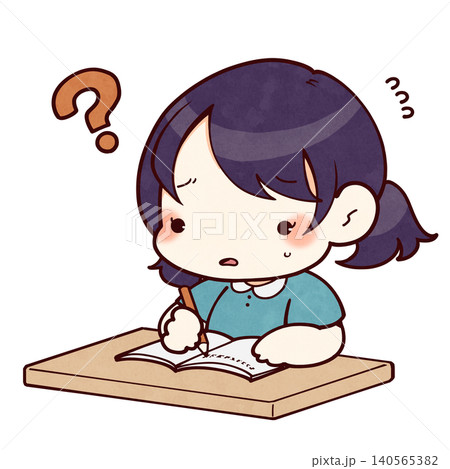 問題が解けない女の子のイラスト 問題が解けない女の子のイラスト 140565382