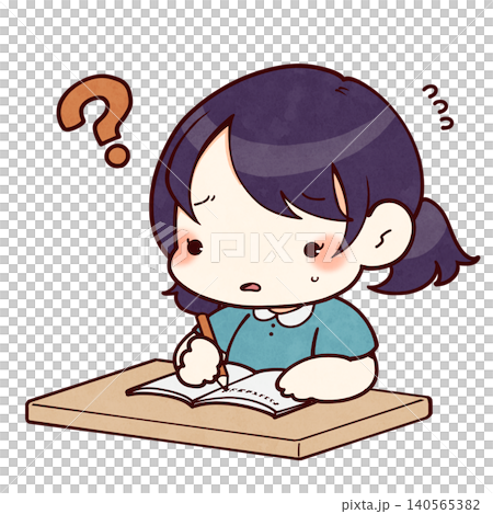 問題が解けない女の子のイラスト 問題が解けない女の子のイラスト 140565382