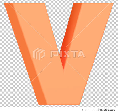 3D素材_アルファベット_V_オレンジ 3D素材_アルファベット_V_オレンジ 140565385