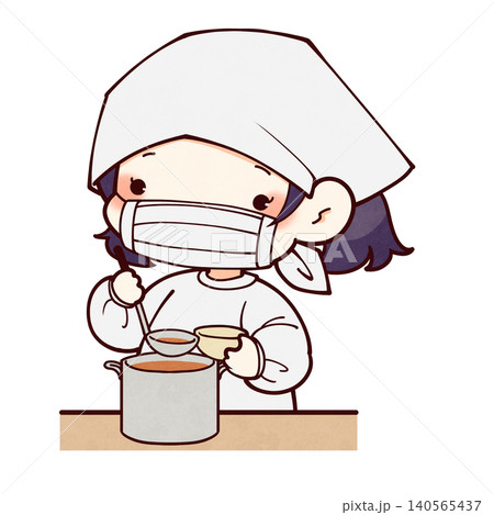 給食係の女の子のイラスト 給食係の女の子のイラスト 140565437
