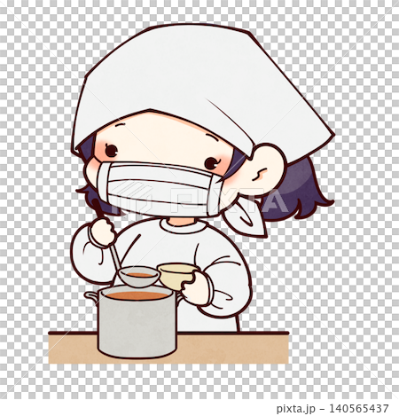 給食係の女の子のイラスト 給食係の女の子のイラスト 140565437