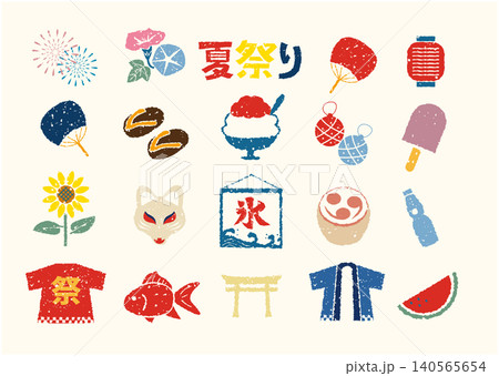 日本の夏季和風イラスト素材セット 日本の夏季和風イラスト素材セット 140565654