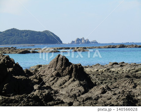 熊本県天草市、NHK大河ドラマ「武蔵」のロケ地、美しい海が広がる茂串海岸 140566028