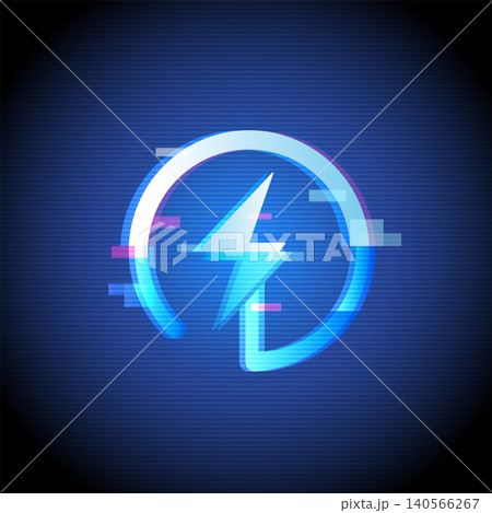 EV Charging Speed Icon with Electric Power Gauge 140566267