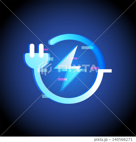 EV Plug Charging Cable Icon with Lightning Design EV Plug Charging Cable Icon with Lightning Design 140566271
