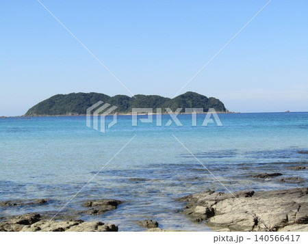 熊本県天草市、NHK大河ドラマ「武蔵」のロケ地、美しい海が広がる茂串海岸 140566417