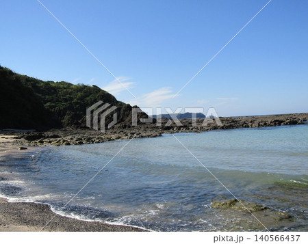 熊本県天草市、NHK大河ドラマ「武蔵」のロケ地、美しい海が広がる茂串海岸 140566437