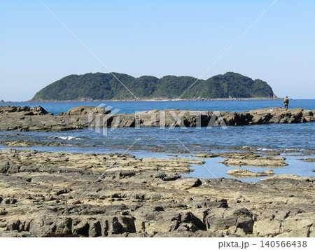 熊本県天草市、NHK大河ドラマ「武蔵」のロケ地、美しい海が広がる茂串海岸 140566438