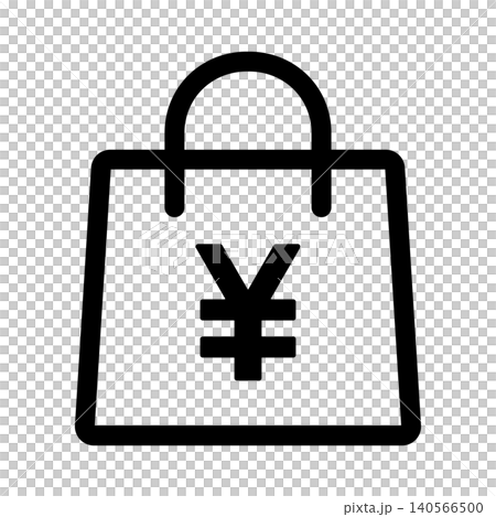 一個帶有日元符號的購物袋圖標，代表網上商店。 140566500