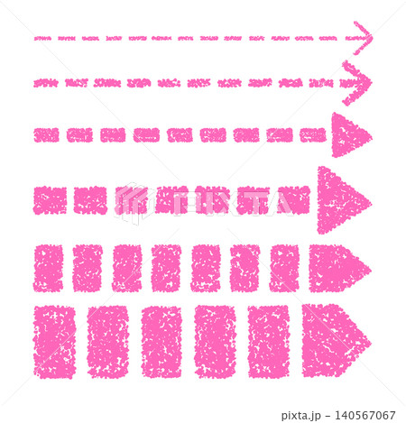 手描きのクレヨン素材　いろいろな太さの矢印セット 140567067