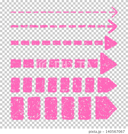 手描きのクレヨン素材　いろいろな太さの矢印セット 140567067
