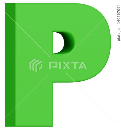 3D素材_アルファベット_P_緑 3D素材_アルファベット_P_緑 140567094