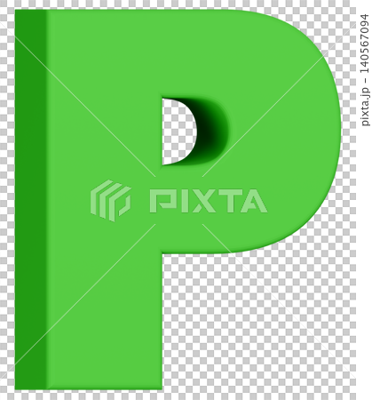 3D素材_アルファベット_P_緑 3D素材_アルファベット_P_緑 140567094
