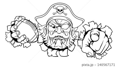 Pirate American Football Ball Sports Team Mascot Pirate American Football Ball Sports Team Mascot 140567171