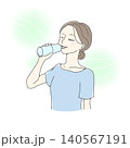 爽やかに水を飲む女性のイラスト 140567191