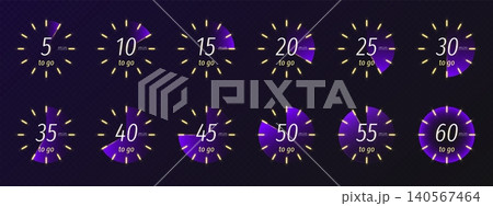 Modern stopwatch and timer, neon countdown icons Modern stopwatch and timer, neon countdown icons 140567464