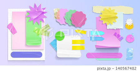 Torn paper notebook sheets, color adhesive tape Torn paper notebook sheets, color adhesive tape 140567482