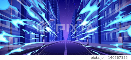 Night city street with speed motion trails Night city street with speed motion trails 140567533