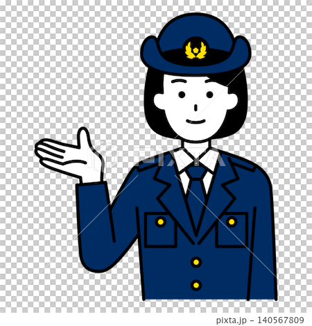 一名女警用右手引導方向。 一名女警用右手引導方向。 140567809