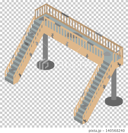 Isometric illustration of a dilapidated pedestrian overpass. Isometric illustration of a dilapidated pedestrian overpass. 140568240